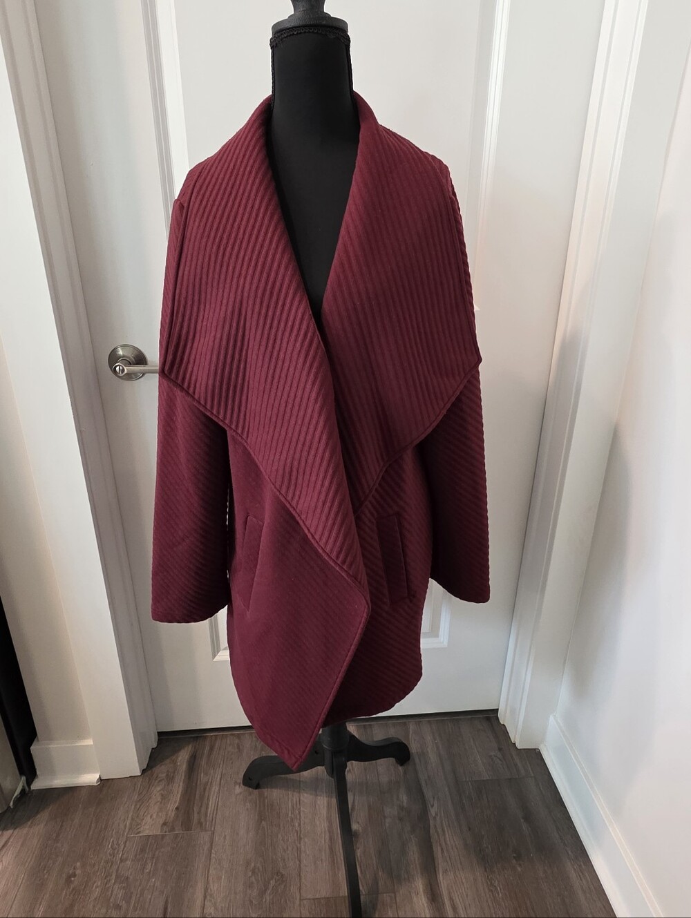 Maurices Draped Open-Front Cardigan Sweater - Burgundy